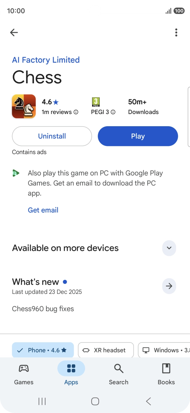 Press Uninstall.