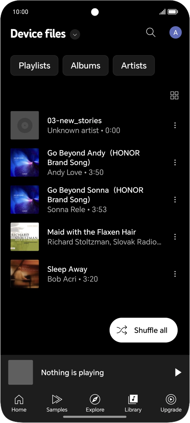 Press the required audio file.