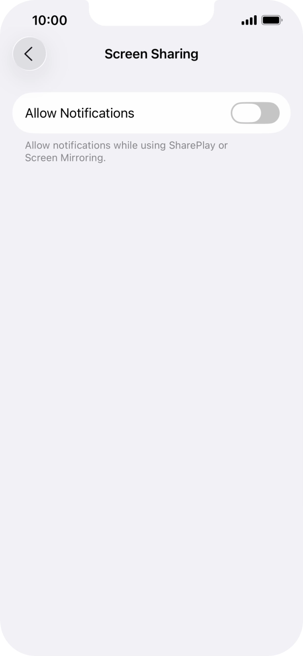 Press the indicator next to 'Allow Notifications' to turn the function on or off. Press the indicator next to 'Allow Notifications' to turn the function on or off.
