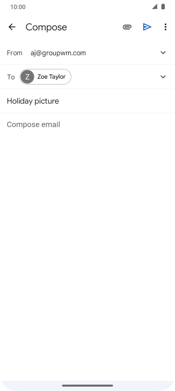 Press the text input field and write the text for your email.