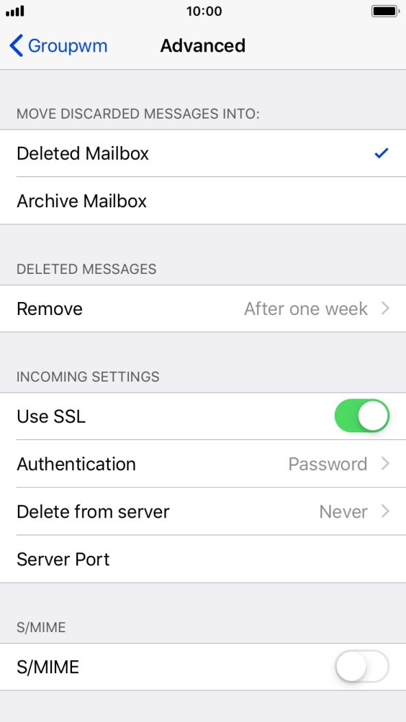 Press the indicator next to 'Use SSL' to turn off the function. Press the indicator next to 'Use SSL' to turn off the function.