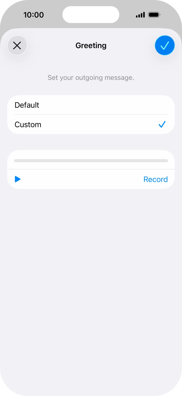 Press the play icon to play your personal greeting. Press the play icon to play your personal greeting.
