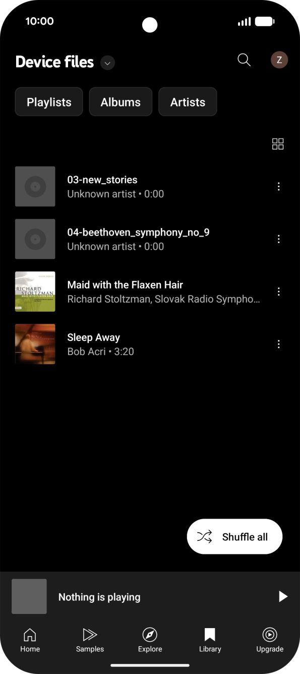 Press the required audio file. Press the required audio file.