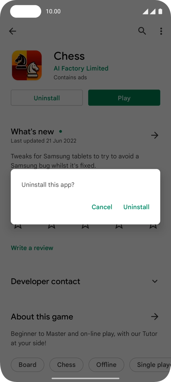 Press Uninstall.