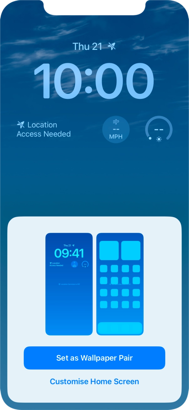 To use the same colour theme on the home screen, press Set as Wallpaper Pair. To use the same colour theme on the home screen, press Set as Wallpaper Pair.