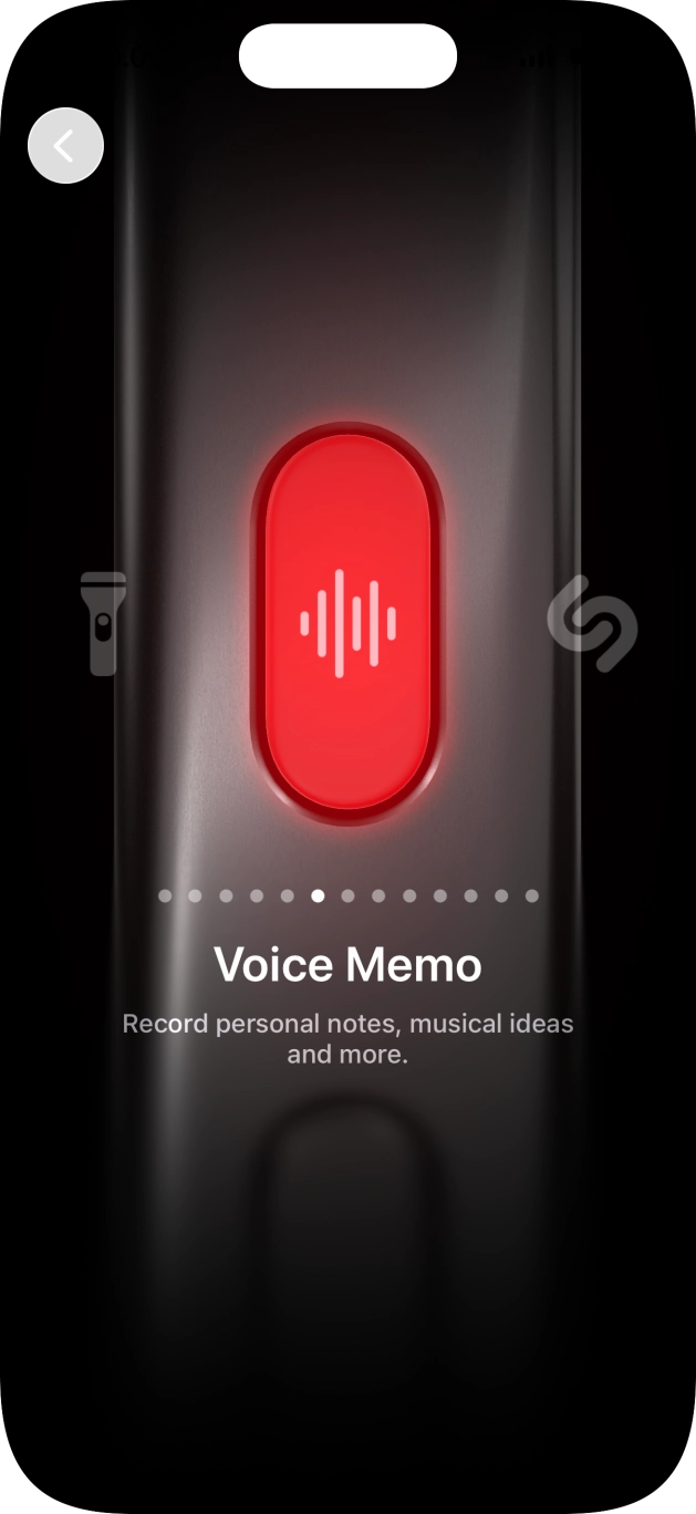 Slide your finger right or left on the screen to select the required function.