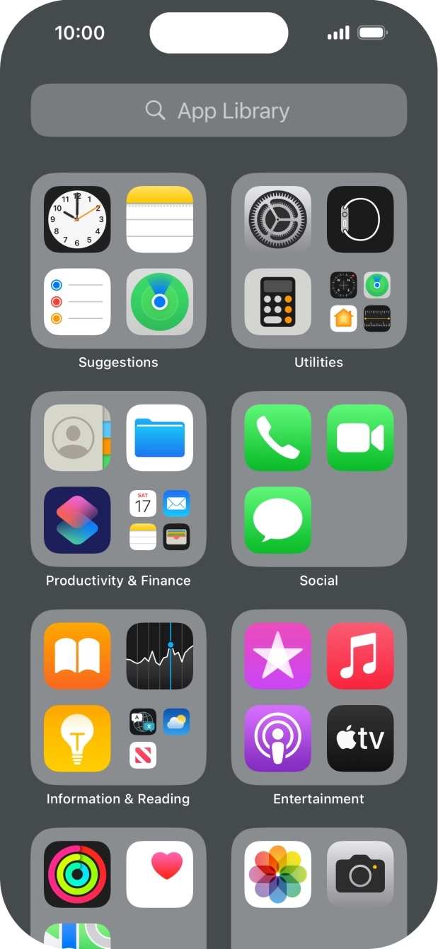 Press the required app. Press the required app.