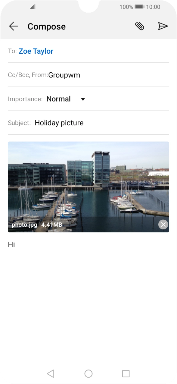Press the send icon when you've finished your email.
