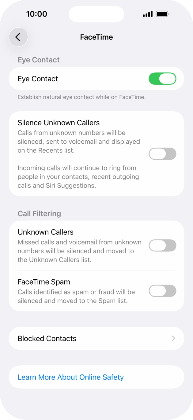 Press Blocked Contacts. Press Blocked Contacts.