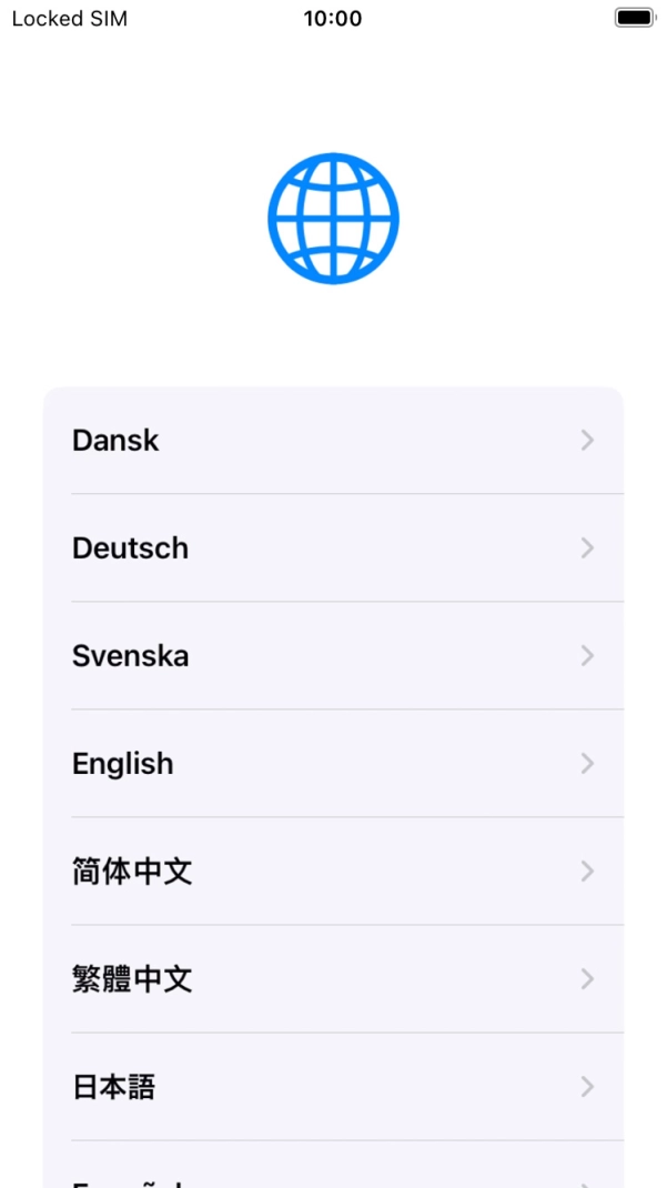 Press the required language. Press the required language.