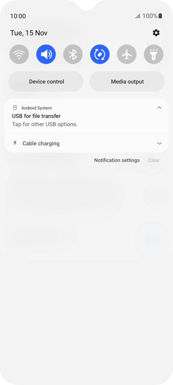 Press Tap for other USB options..