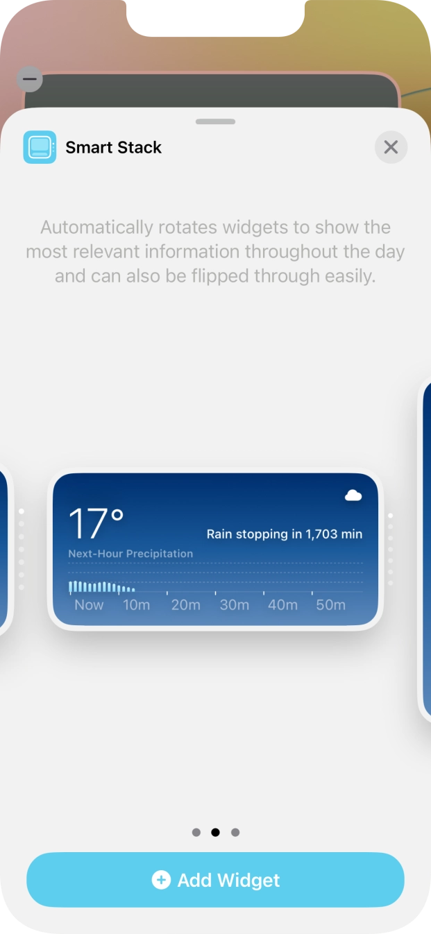 Slide your finger right or left on the screen to select the required widget size. Slide your finger right or left on the screen to select the required widget size.