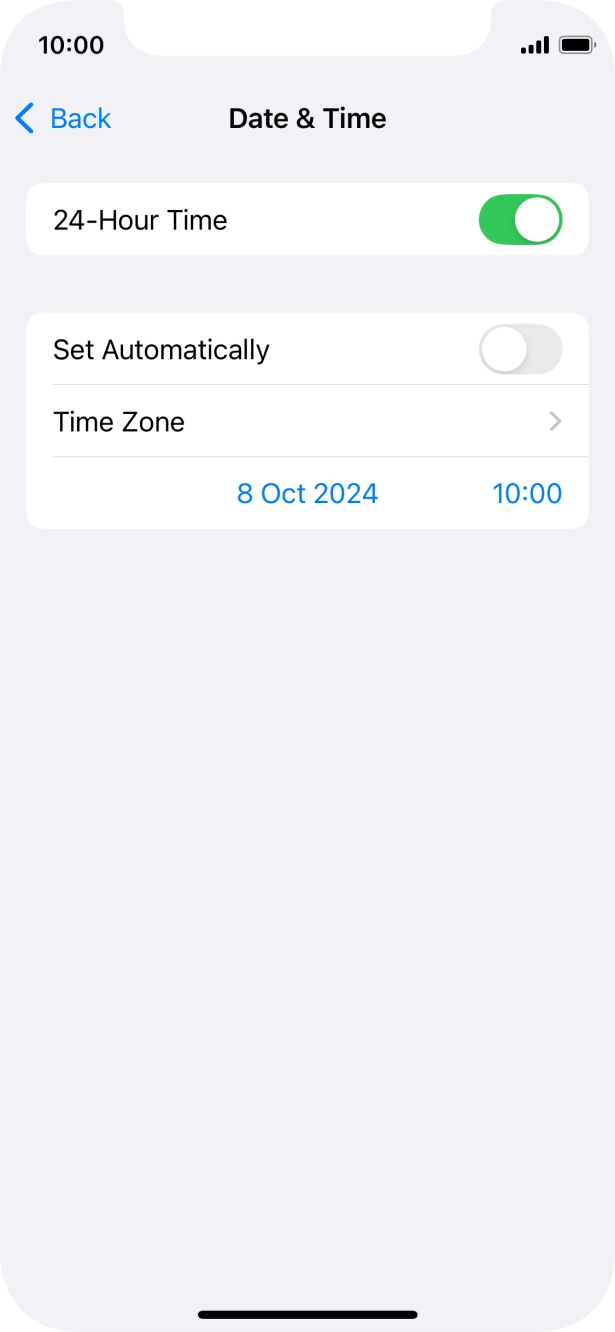 Press the indicator next to 'Set Automatically' to turn on the function.