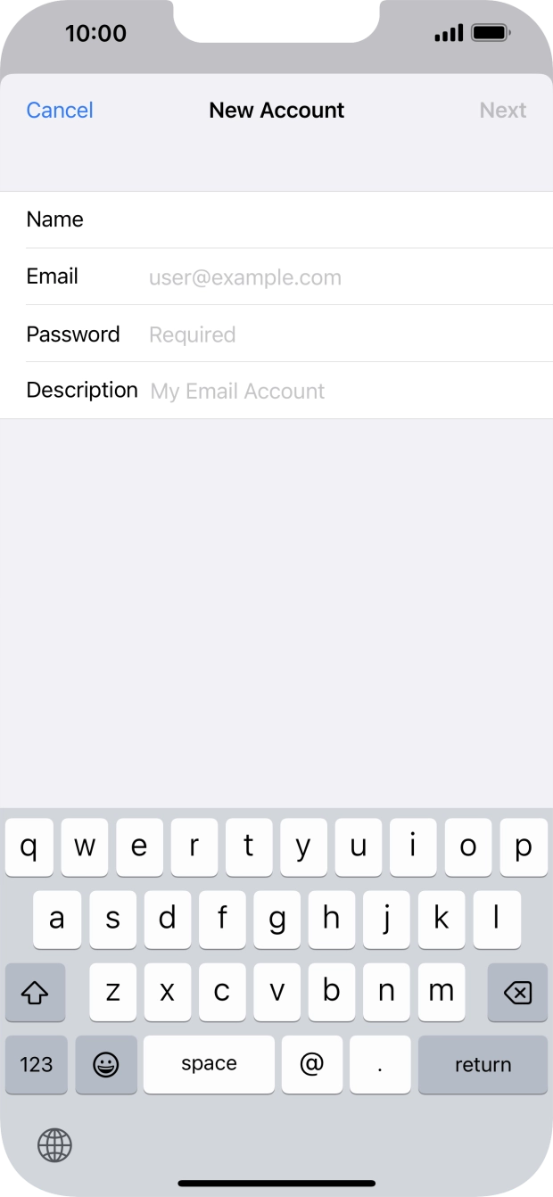 Press Email and key in your email address.