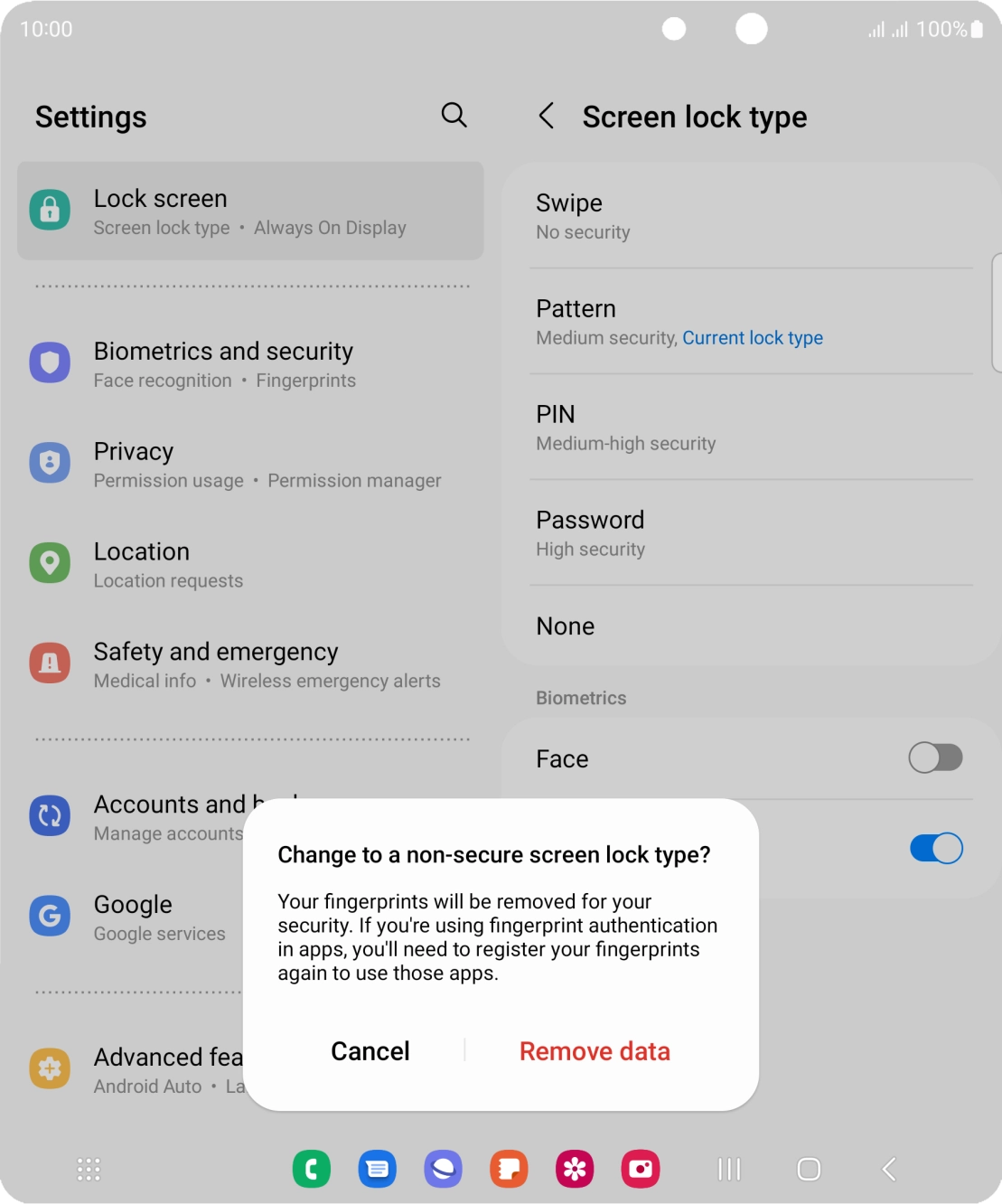 Press Remove data. Press Remove data.