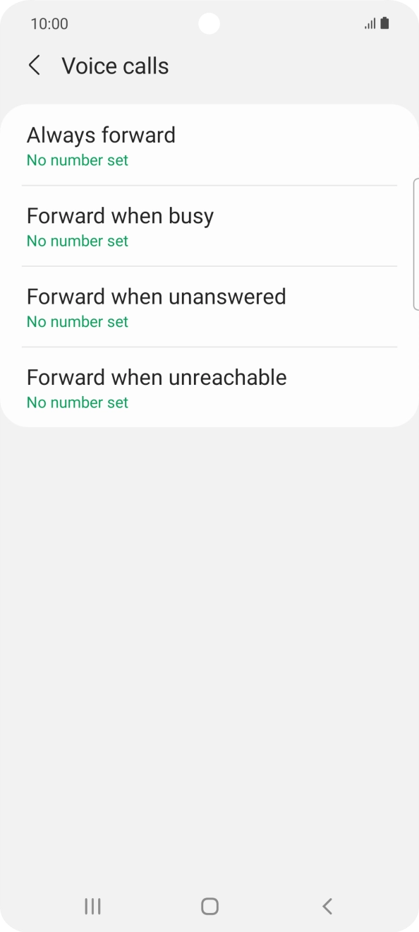 Press the required divert type. Press the required divert type.