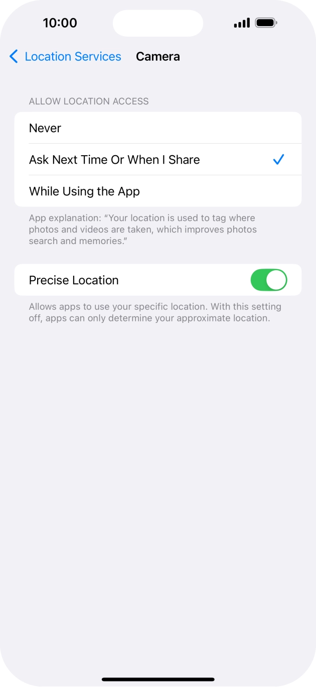 Press the required setting to turn the function on or off. Press the required setting to turn the function on or off.
