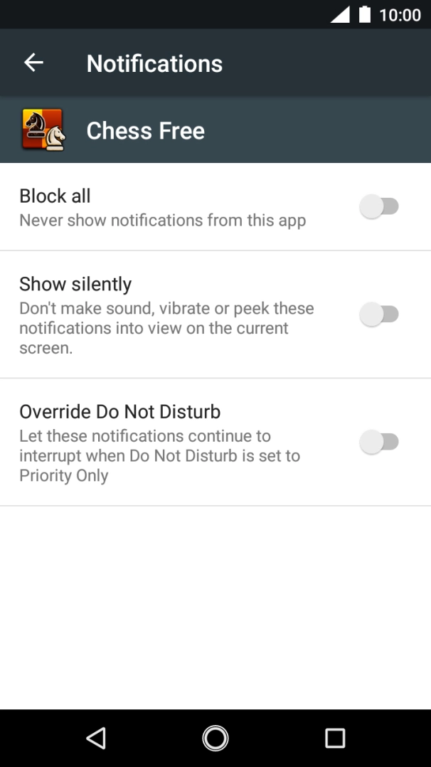 Press the indicator next to 'Block all' to turn the function on or off.