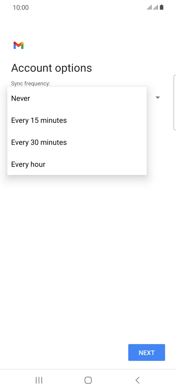 Press the required setting.