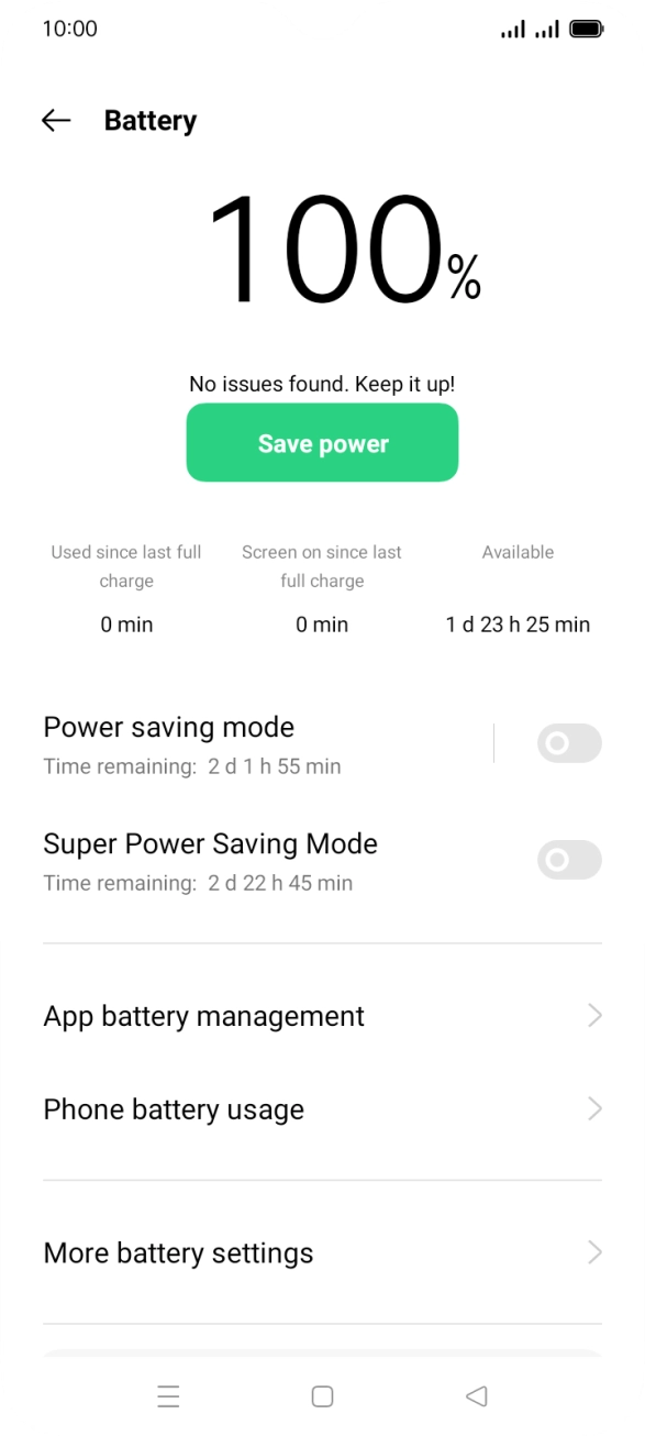 Press the indicator next to 'Power saving mode' to turn on the function.