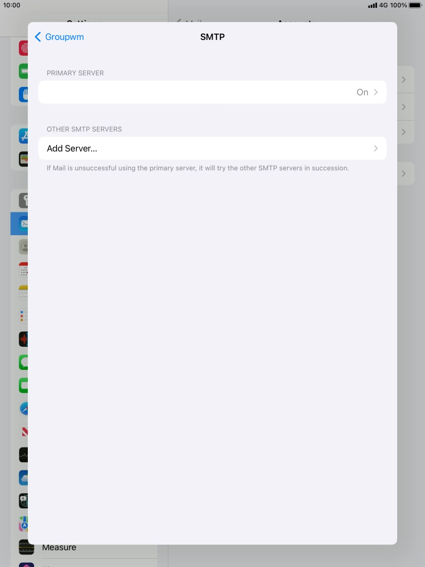Press the field below 'PRIMARY SERVER'.