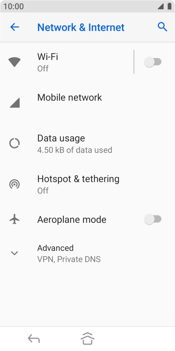 Press Data usage.