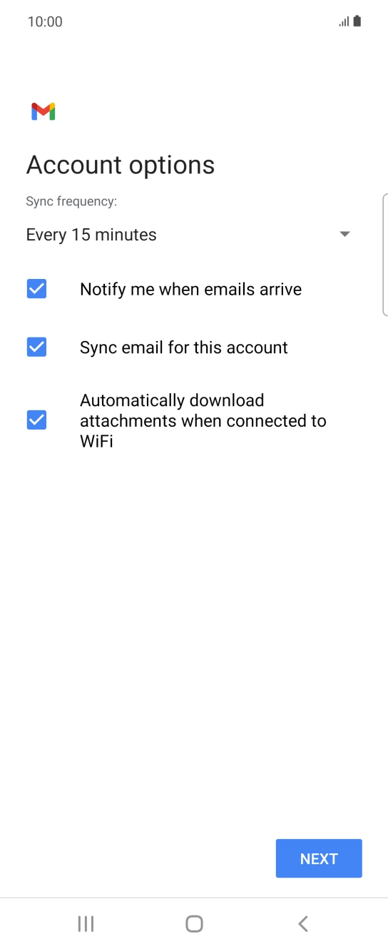 If this screen is displayed, you email account has been recognised and set up automatically. Follow the instructions on the screen to key in more information and finish setting up your phone. If this screen is displayed, you email account has been recognised and set up automatically. Follow the instructions on the screen to key in more information and finish setting up your phone.