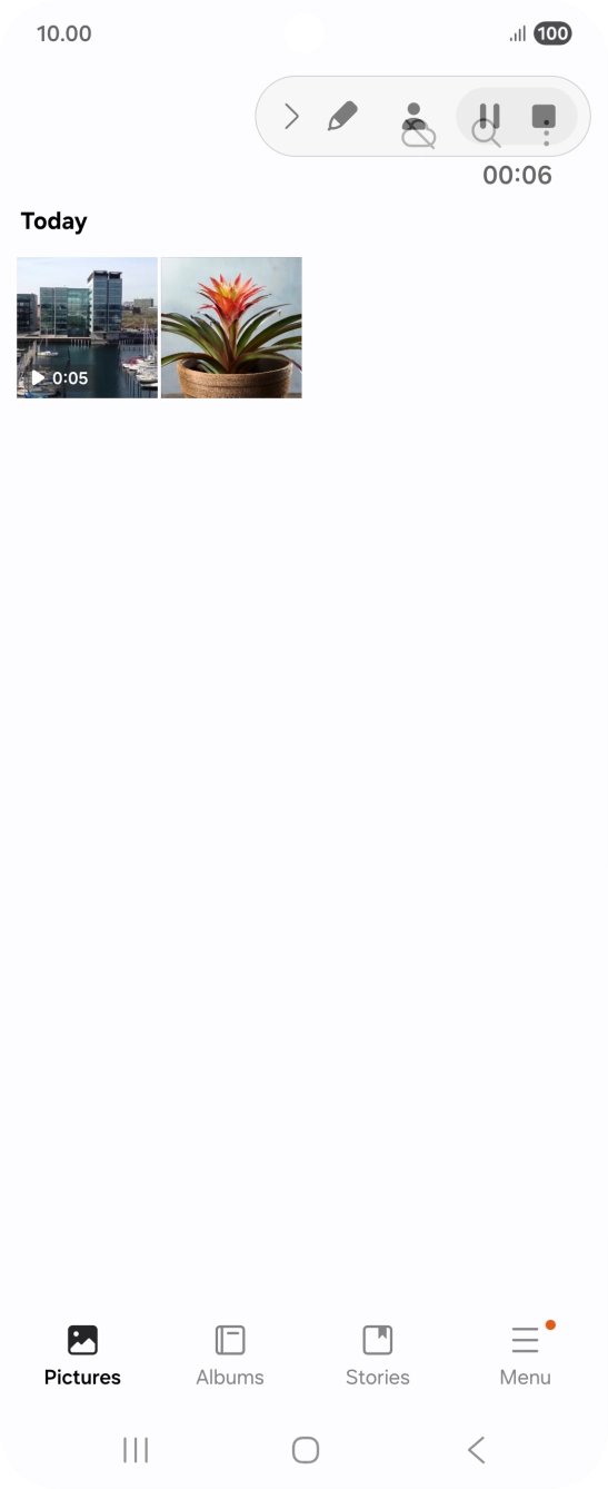Press the stop icon to stop the recording.