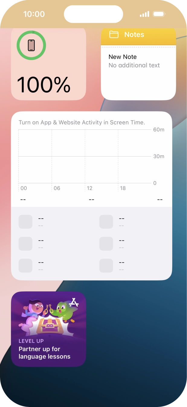Press and hold the required widget until a pop-up menu is displayed. Press and hold the required widget until a pop-up menu is displayed.