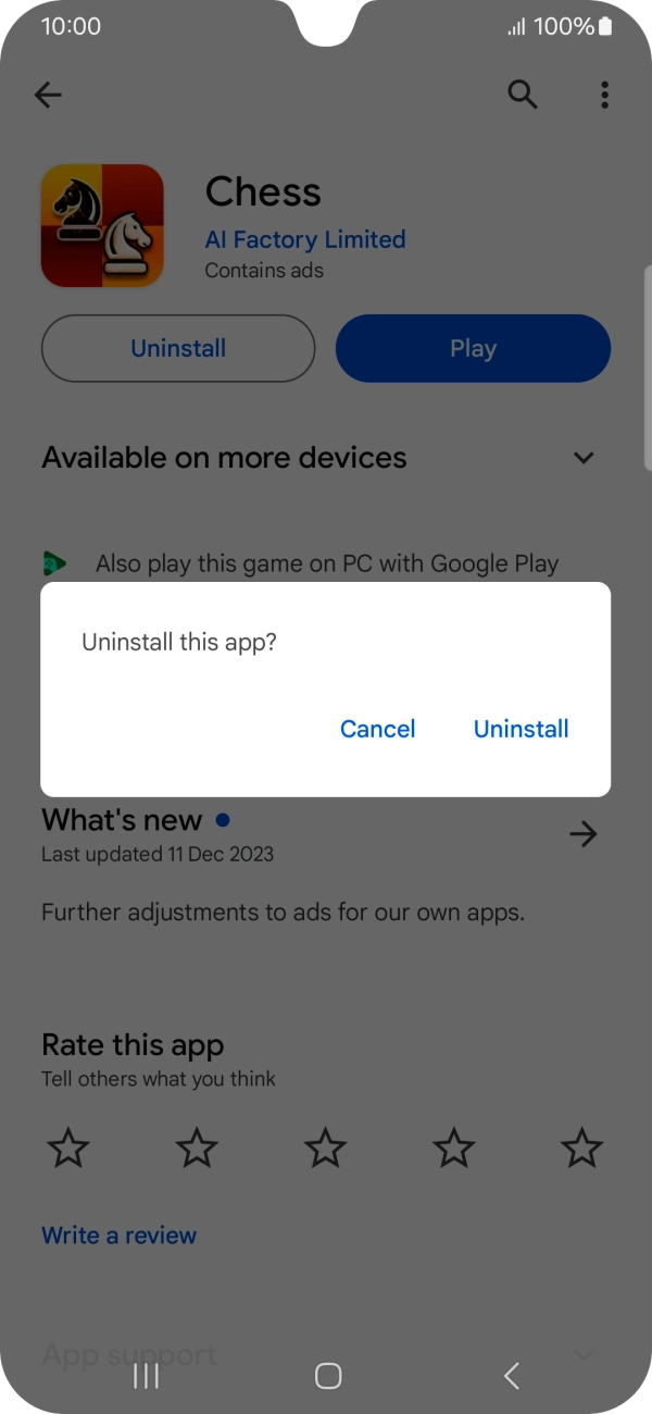 Press Uninstall.