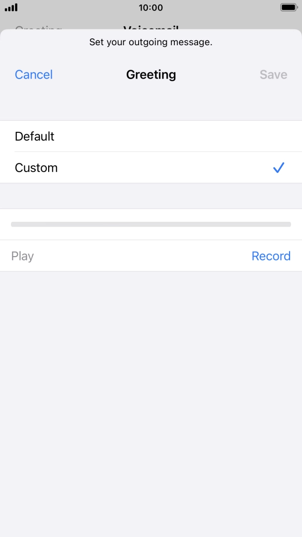 Press Record to start recording a personal greeting. Press Record to start recording a personal greeting.