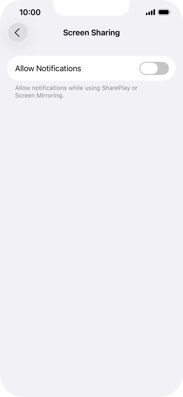Press the indicator next to 'Allow Notifications' to turn the function on or off.