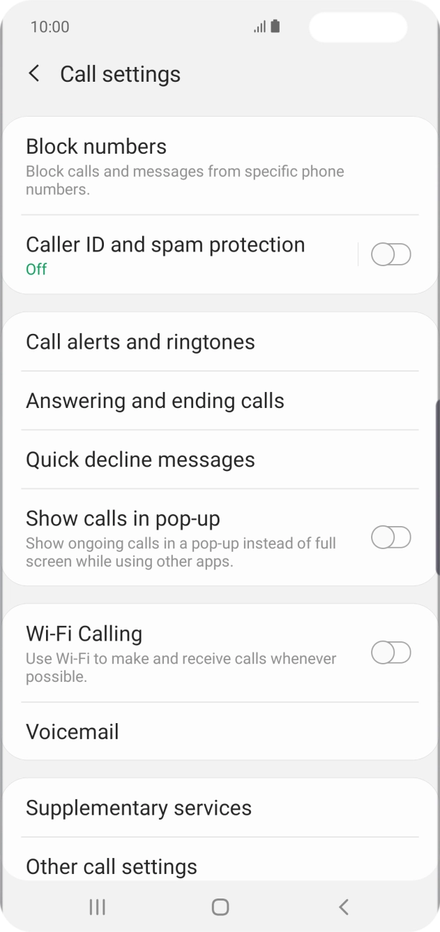 Press the indicator next to 'Wi-Fi Calling' to turn the function on or off. Press the indicator next to 'Wi-Fi Calling' to turn the function on or off.