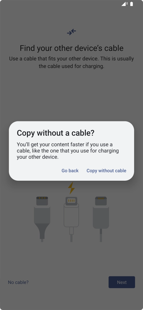 Press Copy without cable.