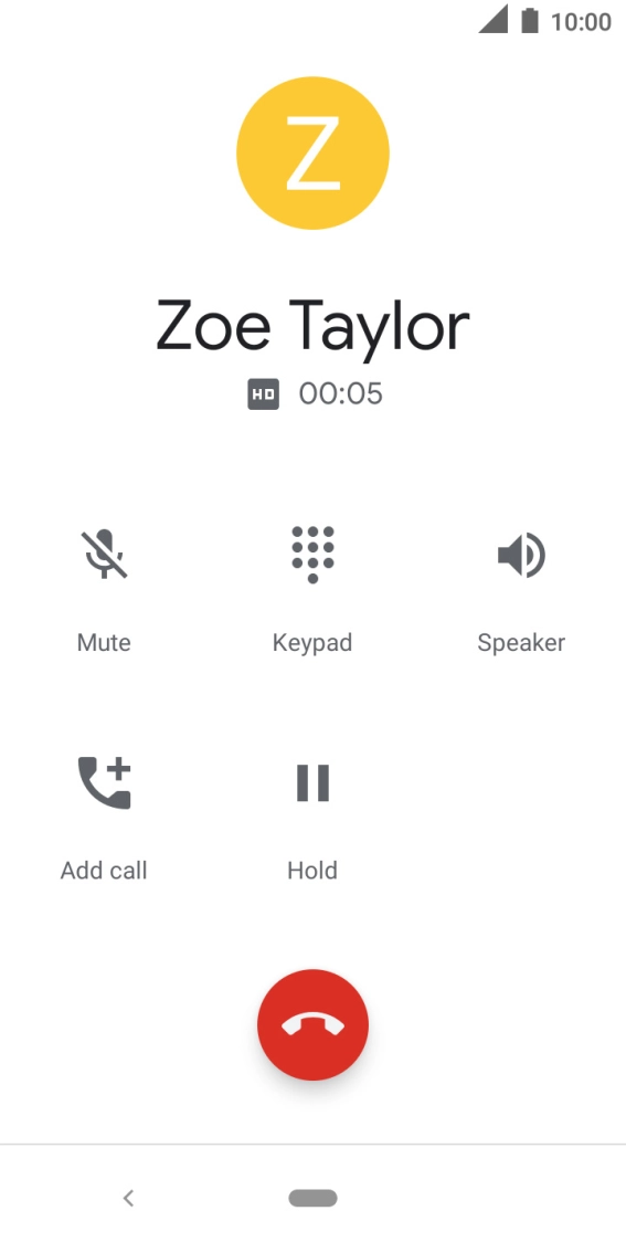 Press the end call icon.