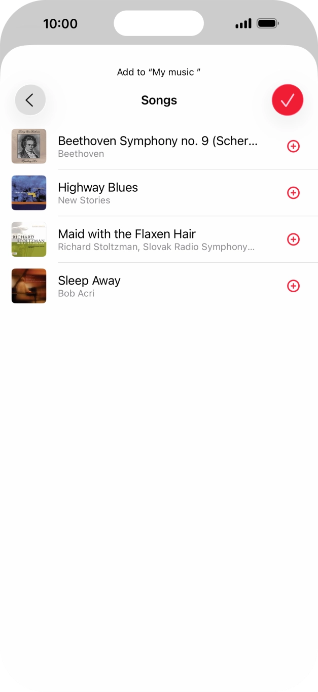 Go to the required category and press the add icon next to the required audio file. Go to the required category and press the add icon next to the required audio file.