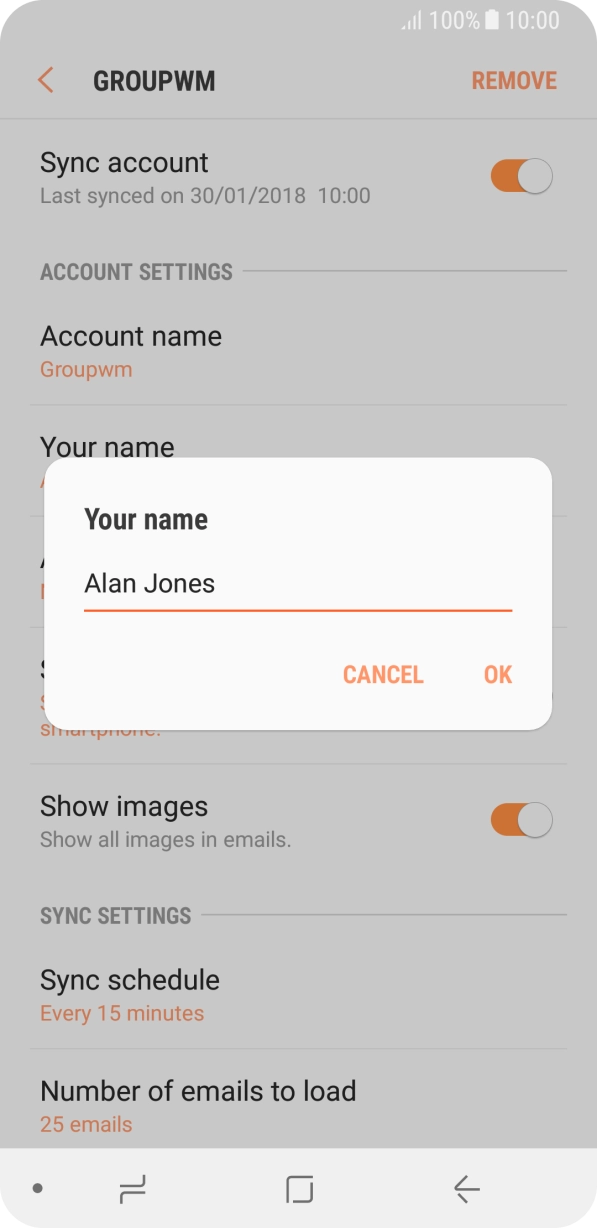 Key in the required sender name and press OK. Key in the required sender name and press OK.