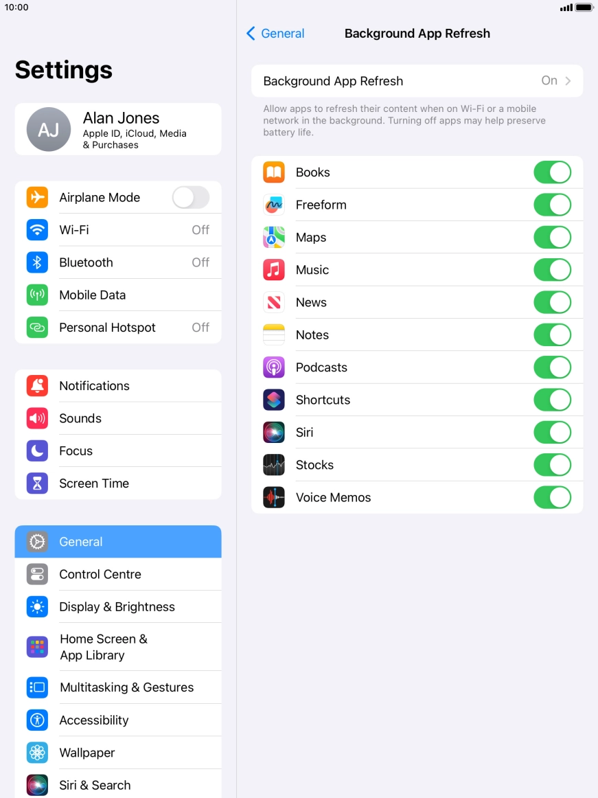 Press Background App Refresh. Press Background App Refresh.