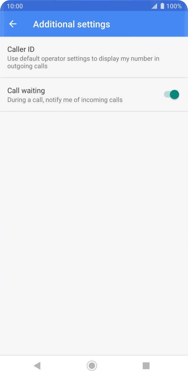 Press the indicator next to 'Call waiting' to turn the function on or off.