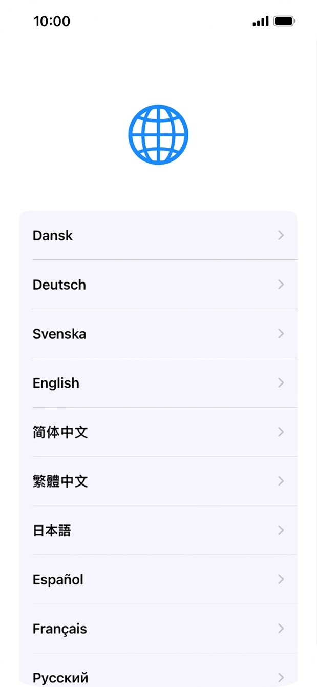 Press the required language. Press the required language.