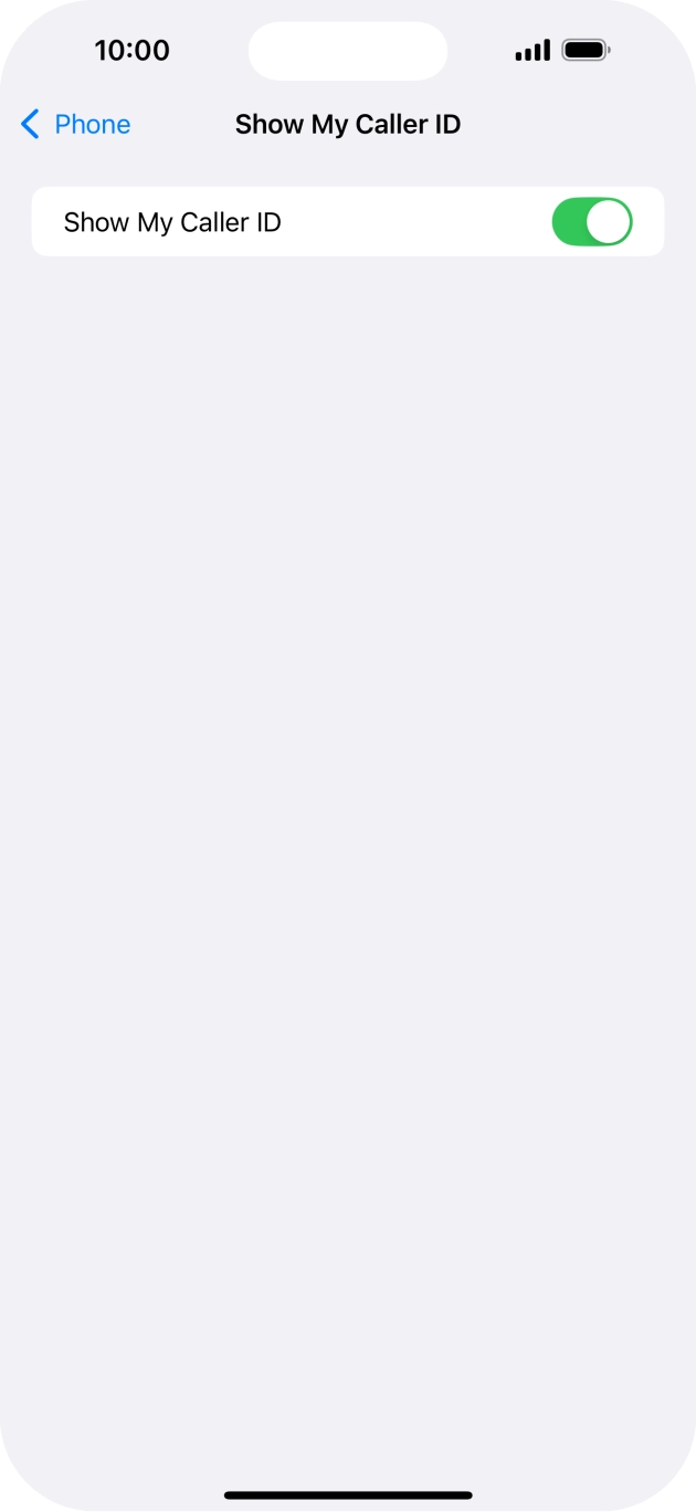Press the indicator next to 'Show My Caller ID' to turn the function on or off.