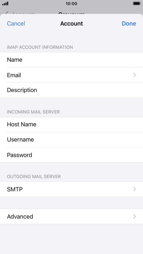 Press SMTP.