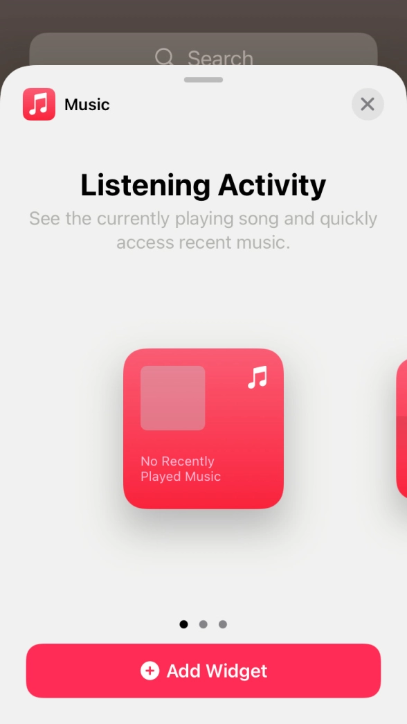 Slide your finger right or left on the screen to select the required widget size. Slide your finger right or left on the screen to select the required widget size.
