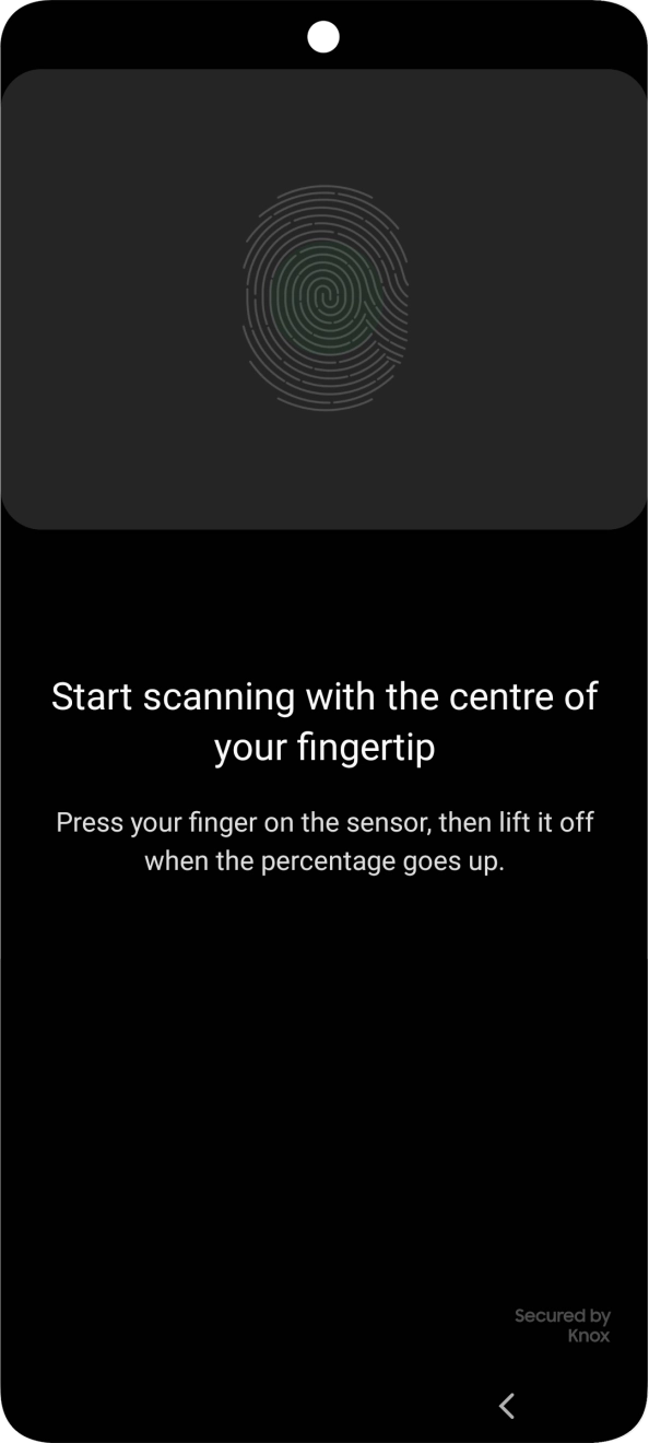 Follow the instructions on the screen to create the phone lock code using your fingerprint. Follow the instructions on the screen to create the phone lock code using your fingerprint.