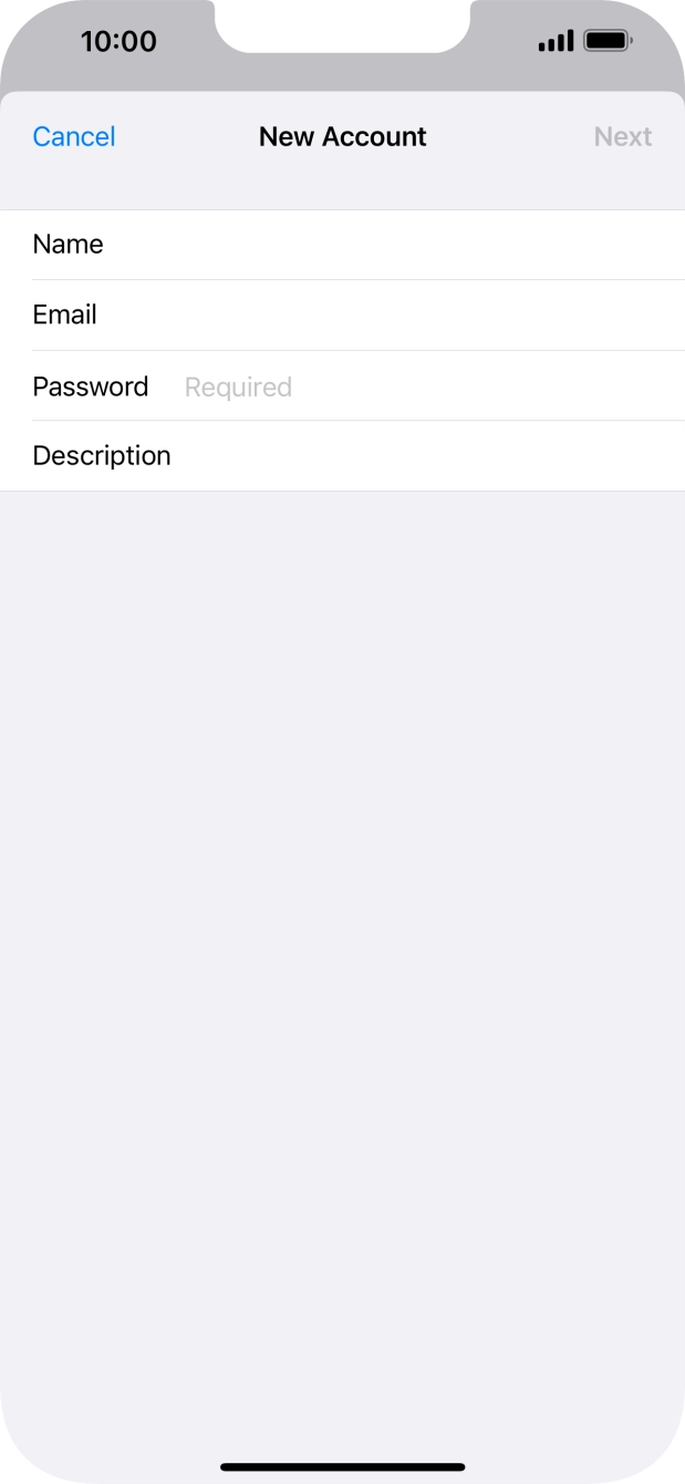Press Password and key in the password for your email account.