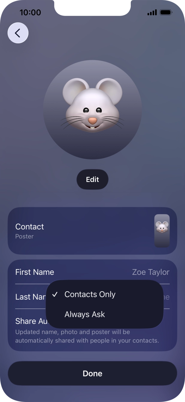Press the required setting. Press the required setting.