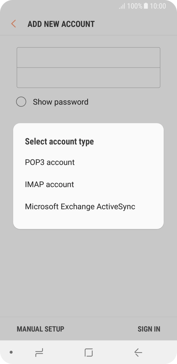Press POP3 account. Press POP3 account.