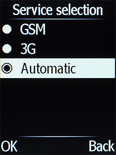 Select the required network mode. Select the required network mode.