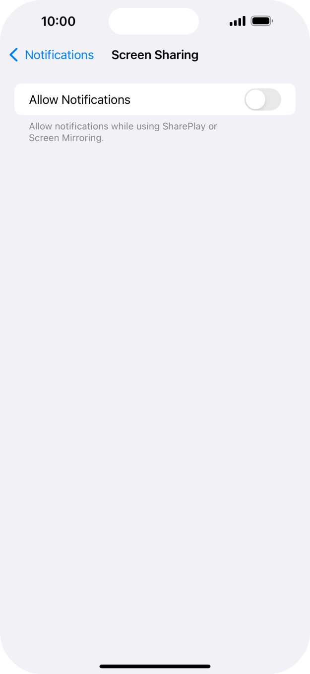 Press the indicator next to 'Allow Notifications' to turn the function on or off.