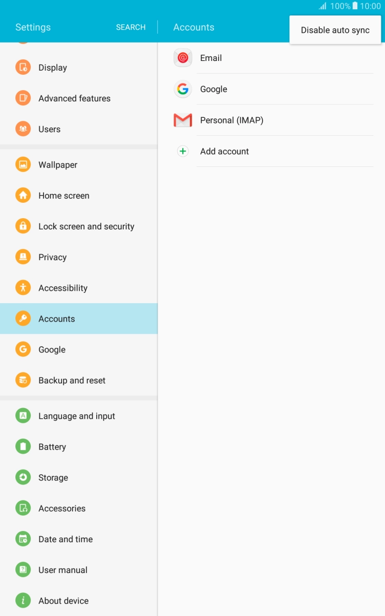 Press Disable auto sync.